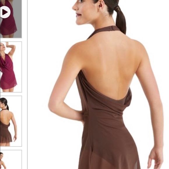 Balera Womens Mesh Cowl Neck Short Halter Dress for Dance